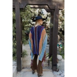 Unbranded Colorful Crochet Patterned Tassel Shawl , Wrap, Lt Blue With Beautiful colors