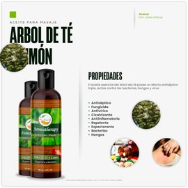 VIDA SCENTS | Aceite Esencial Para Masaje Aromatherapy De 125ml 100% Puro Y Natural | Árbol Del Té Y Limón