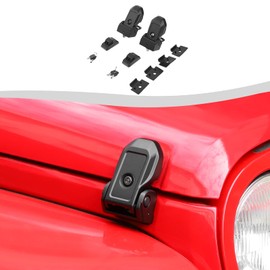 SQQP Metal Hood Latches Kit Compatible with 2007-2025 Jeep Wrangler JK JKU JL JLU & Gladiator JT Hood Lock Pins (Black, Locking Style)