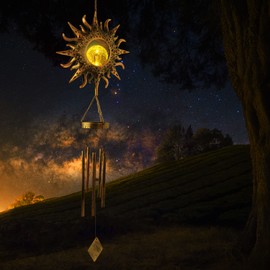 Sun Wind Chimes Solar Retro Windchimes Sympathy Gift, Wind Chimes Outdoor, Gifts for mom, Gifts for Grandma, mom Gifts, Memorial Wind Chimes