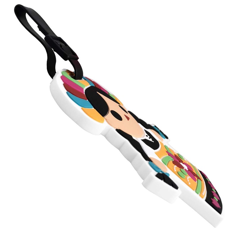 By Mexico Muñecas Mexicanas Luggage Tag, Mexican Doll Design, Yellow,