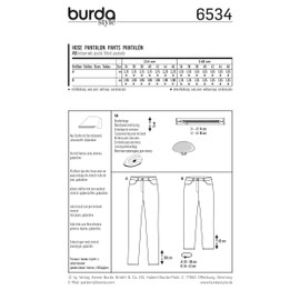 BURDA SEWING PATTERN MISSES' SKINNY LOW-RISE JEANS SIZE 8 - 20 BURDA 6534