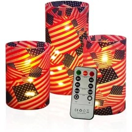 3 Pack Star String Lights 11-Key Remote Timer Flickering Flameless LED Pillar Candles Leaf Print Acrylic for Home Decorationcolor: Red, size: High:6" x 3" ;Medium:5" x 3" ;Low:4" x 3"