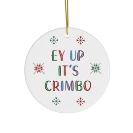 Yorkshire Dialect Christmas Tree Ornaments, Funny Northern Humour Decorations with Local Phrases, Tree Bauble, Bright Colours, Modern (Ey up it's crimbo)