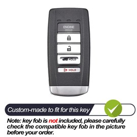 MECHCOS Compatible with Acura ILX MDX RDX RLX TLX Smart 5 Buttons Leather Keyless Entry Remote Control Key Fob Cover Case Protector Accessories, Black
