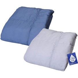 Showa Nishikawa Down Blanket, Set of 2, Single, Long, Summer, Lightweight, Thin, Washable, Comforter, All-Season, 50% White Duck Down, 59.1 x 82.7 Inches (150 x 210 cm), 0.6 Lbs (0.25 kg), Navy/Gray
