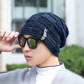 Gorro invierno hombre Gorro y Bufanda para Hombre (Azul Oscuro)