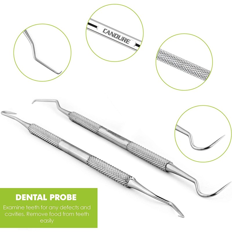 Candure Dental Pick Double Ended Professional Dental Scraper Stainless Steel