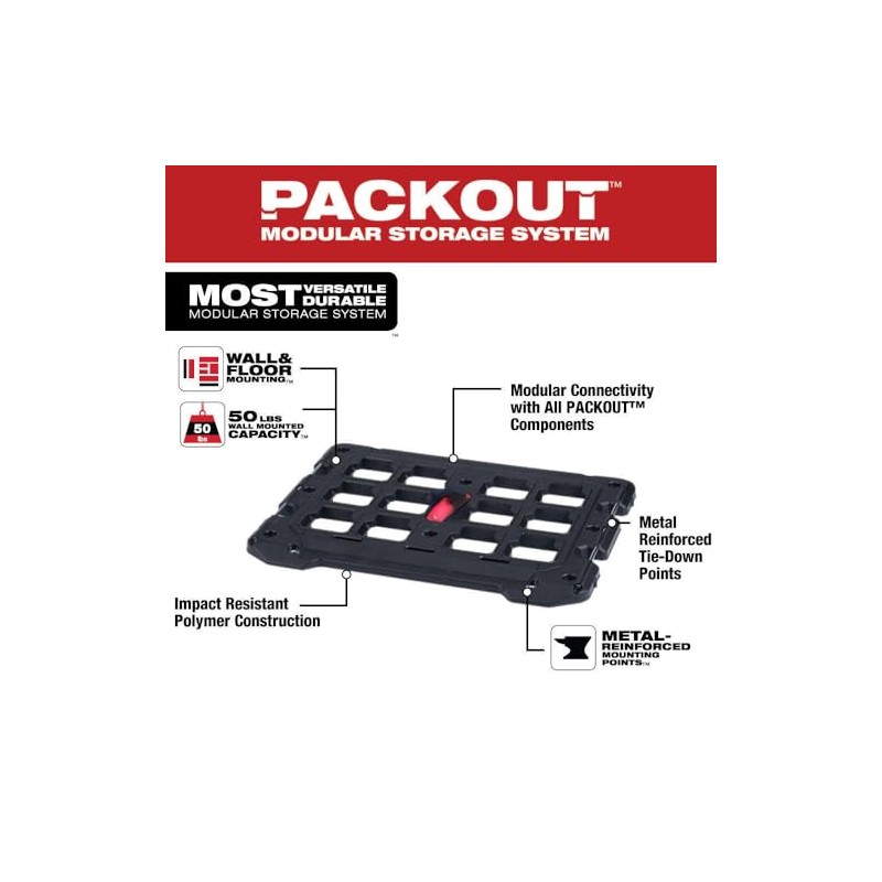 BHAWIK 48-22-8485 for Milwaukee PACKOUT Mounting Plate, Small, Black