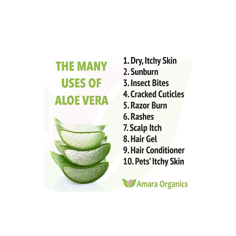 Amara Organics Aloe Vera Gel from Organic Cold Pressed Aloe,