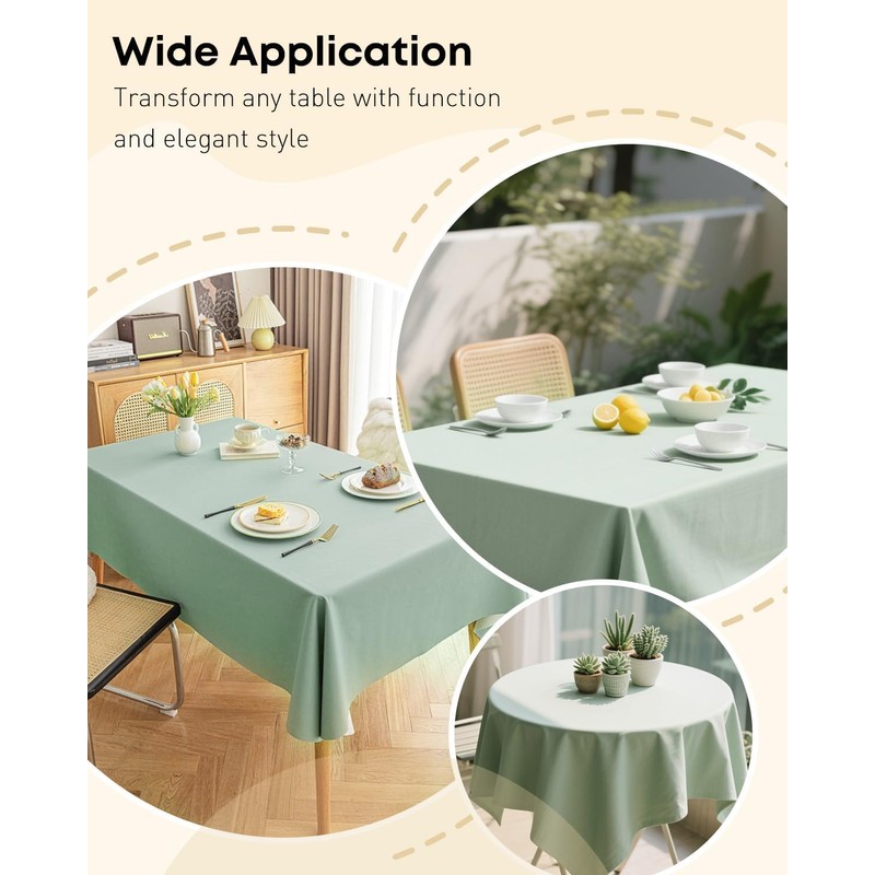 Uniclife Green Rectangle Plastic Tablecloth 100x140 cm Waterproof