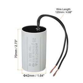PATIKIL CBB60 25uF Running Capacitor, 3pcs AC 450V 2 Wires 50/60Hz Cylinder 70x42mm for Water Pumps, Washing Machines Motor Start