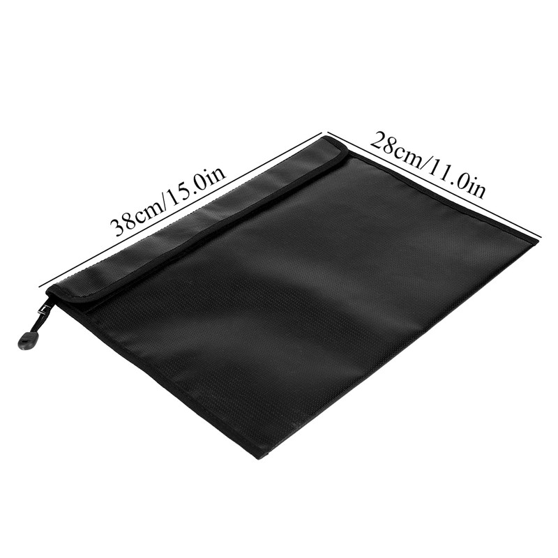 Black Fireproof Document Bag Cross Section Passport Money Certificates Keeping