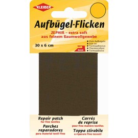 Kleiber Extra Soft Fine Cotton Iron On Repair Tape, 30cm x 6 cm, Dark Brown
