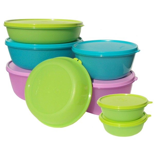 Tupperware Complete Set of 8 Deluxe Modular Nesting Bowls