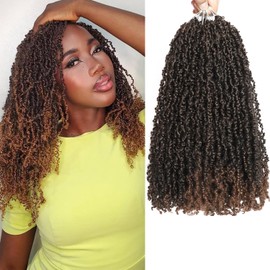 10 Packs Yanky Twist Crochet Hair 16 Inch Pre-twisted Natural Black Kinky Mini Spring Twist Small Curly Senegalese Twist Braids Yankee Twist (T30(Ombre Medium Dark Brown), 16 Inch (Pack of 10))