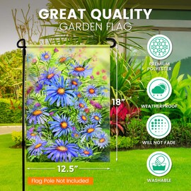Home4Ever Spring Wild Purple Flowers Garden Flag 12 x 18 Double Sided - This Decorative, Cheerful and Bright Flag is sure to create an even more beautiful garden for your home, yard, lawn, deck -