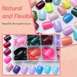 Lifextol 576pc Square Press on Nails Short Fake Nails Press ons, 12 Sizes Acrylic Nails Press on Nails Pack Artificial False Nails with Adhesive Tabs, Presson on Nails Stick on Nails for Women Girls