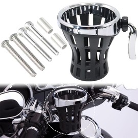 FWXEOZ Motorcycle Drink Cup Holders Handlebar Mount with Mesh Basket for Yamaha Kawasaki Suzuki Indian Honda GL1800 GL1500 F6B Universal Water Bottle Holder for Gold Wing (Chrome)