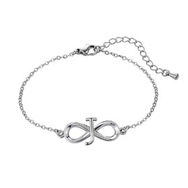 ZakiaHo Name Initial J Love Infinity Bracelets for Women Girls Letter Alphabet Dainty Adjustable Chain Ladies Jewellery Christmas Birthday Gifts