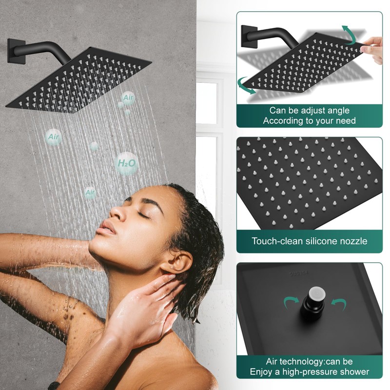 Heyalan Shower Head and Handle Set Square Shower Faucet Set