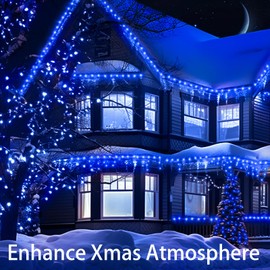 JXLEDAYY 403 FT 1000 LED Christmas Lights Outdoor Decorations Super Long Fairy Lights Waterproof 8 Modes Timer Clear Wire String Lights for Outside House Tree Patio Yard Wedding Party Holiday-Blue