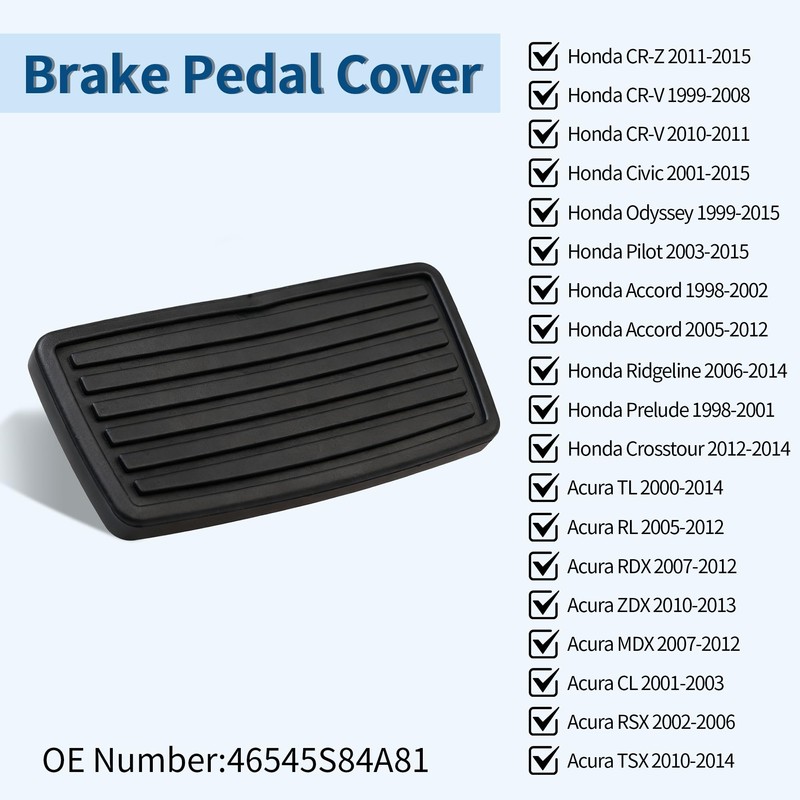 E-VelionX Brake Pedal Cover,for Honda CR-V Civic 46545-S84-A81 Rubber Pad