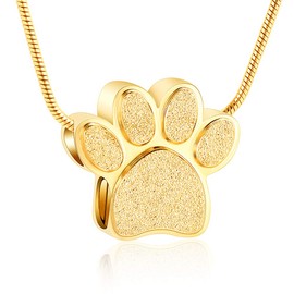 QGJNSGC Pet Paw Jewelry for Ashes Pendant Paw Print Urn Necklace Memorial Jewelry for Pet Dog Cat Stainless Steel, stainless steel