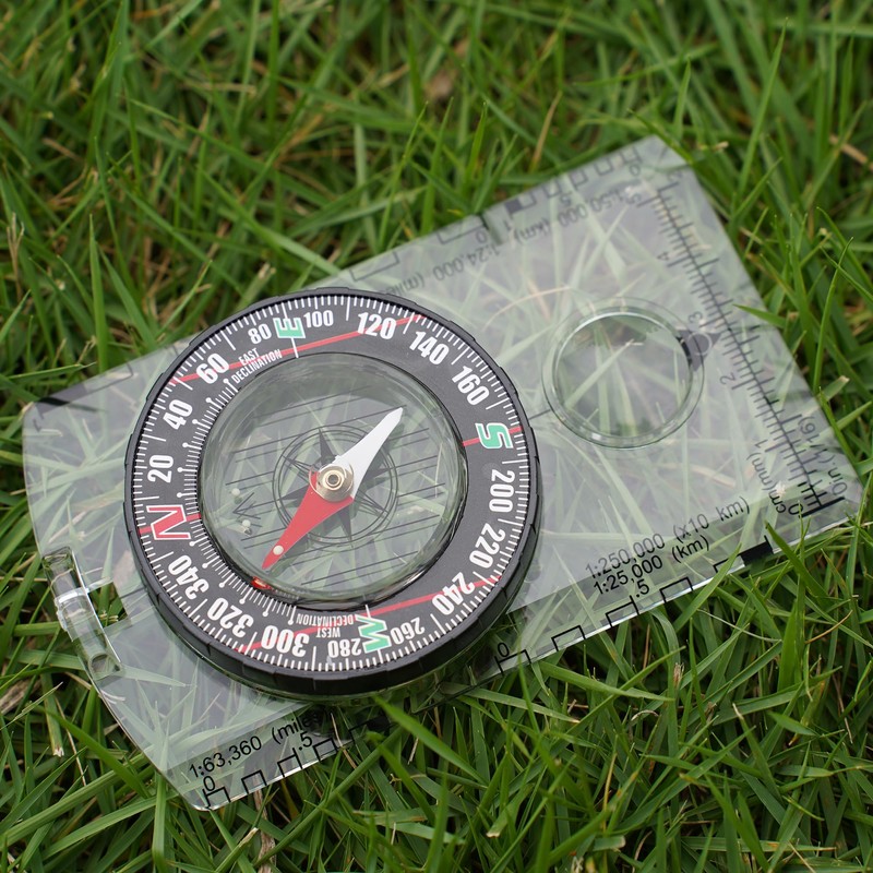 4 Pcs Outdoor Compass with Adjustable Declination,Magnifier,Ruler,Scale. Multifunctional Orienteering Waterproof