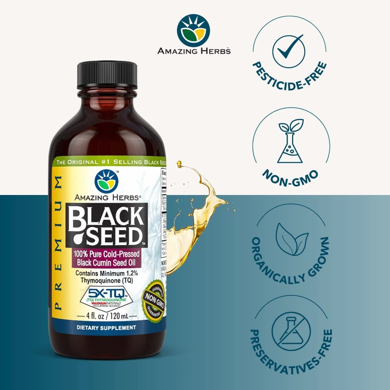 Amazing Herbs Black Seed Cold-Pressed Oil - 4 Ounces