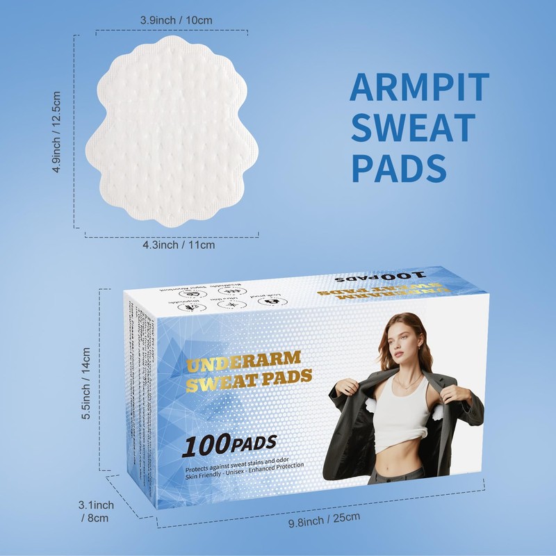 100 Pcs Armpit Sweat Pads, Underarm Sweat Pads for Men