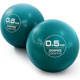 Core Balance Weighted Toning Balls, 2 x Soft Hand Held Pilates Yoga Exercise Fitness Rehab Recovery Balls, Sand Filled, Smooth Touch PVC Shell for Firm & Comfy Grip (Pair of 0.5kg, 1kg,or 1.5kg Balls)