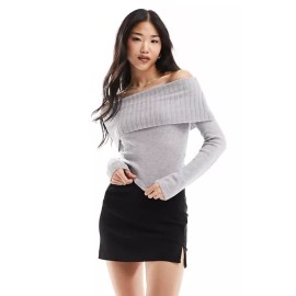 Cotton:On Women's Everfine Off The Shoulder Sweater Grey Shadow Marle Size M NEW