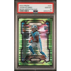 Graded 2023 Panini Donruss Jahmyr Gibbs #331 Neon Green Pulsar Rookie RC Football Card PSA 10 Gem Mint