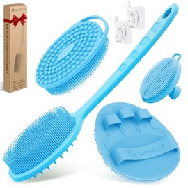 Juego Guantes Baño Suaves Exfoliantes Silicona Espalda Cuerpo Cabezal Cepillo Doble Cara Guante Ajuste Manual Limpiador Facial