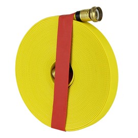 Garden Lay Flat Hose - Forestry Hose - (Garden Hose Couplings) - Service Pressure - 300 PSI - Made in the USA (3/4" x 50', White with Band)