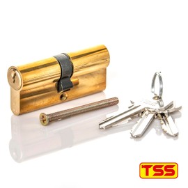 Brass Euro Cylinder Lock, Euro Door Barrel Lock Supplied with 3 Keys. with Anti-Drill & Anti-Pick Protection. Suitable for All Door Types. Euro Cylinder Locks (45mm x 45mm (90mm Total))