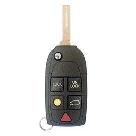 Flip Car Key Fob Keyless Entry Remote with reconditioned OEM factory electronics fits Volvo C30 C70 S40 S60 S80 V50 V70 XC60 XC70 XC90 FCCID: LQNP2T-APU ;by AUTO KEY MAX (SINGLE)