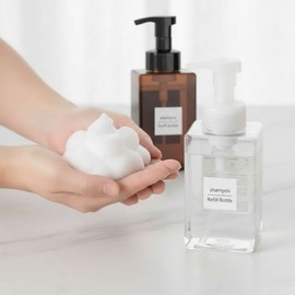 Foaming Modern Square Clear Brown Shampoo Handwash Refill Empty Bottle Dispenser Brown 3ea