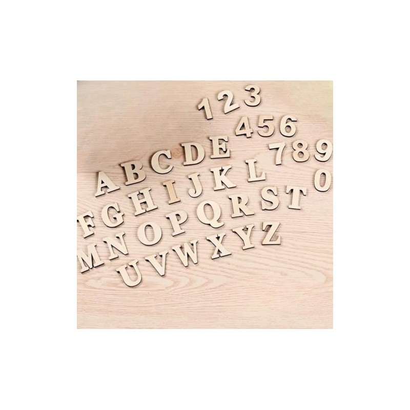 258 Pcs Mini Wooden Alphabet Letters, Unfinished Wood Numbers for