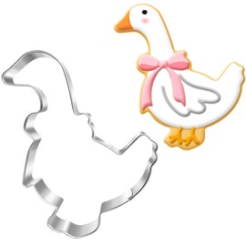 Auktosmn Goose Cookie Cutter with Bow- 4" - Dishwasher Safe - Stainless Steel Cookie Cutters for Baking - Perfect for Silly Goose Birthday Decor, Baby Shower