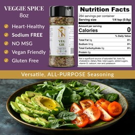 Nuksy's Gourmet Veggie Spice 8oz 2-PK Bundle | Creole Cuisine Vegan Friendly Seasoning, NO MSG, Sodium FREE, Gluten FREE | All-Purpose | Salads, Vegetables, Poultry, Seafood, Roasting, Grilling