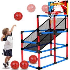 63" Arcade Basketball Game Set with 3 Balls Kids Basketball Hoop 3 to 12 Years Old Indoor Outdoor Sports Play - Easy Set Up - Carnival Basketball Toys Ages 3 4 5-7 8-12 Year Old Boys Birthday Gift