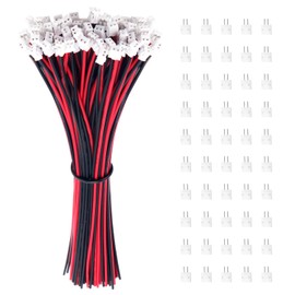 Lyeteung 50 Sets JST 1.5 ZH 2 Pin Connectors, Mini Micro JST 1.5 mm 2-Pin Male with 150 mm 26AWG Cable & Female (Red Black)