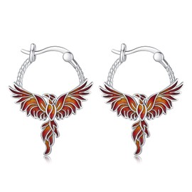 JUSTKIDSTOY Phoenix Earrings for Women 925 Sterling Silver Rising Phoenix Huggie Hoop Earrings Jewelry Gifts for Wife Girlfriend