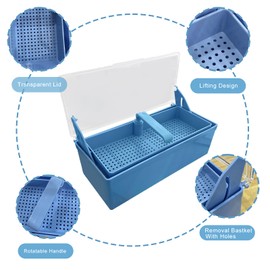 TTKBHHQ-Dental Instrument Sterilization Box, Cold Sterilization Tray Depository for Plastic Instruments for Dentistry, Dental Tools, Tattooing, and Nail Care. (blue)