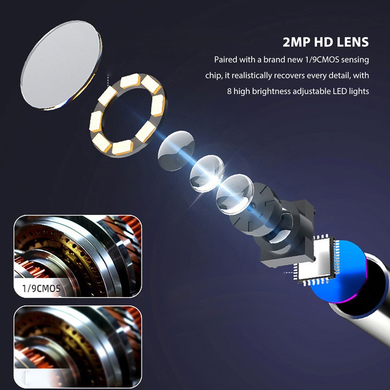 USB Endoscope 2MP HD IP67 Waterproof Pipe Inpsection Camera with