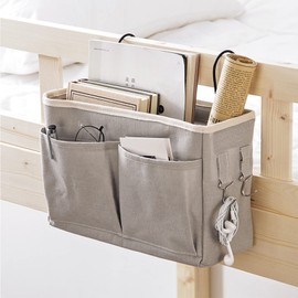 Nightstand Hanging Bag Bedside Storage Pocket Organizer Basket for Dorm Rooms Kitchen Wardrobe Doors (Grey)