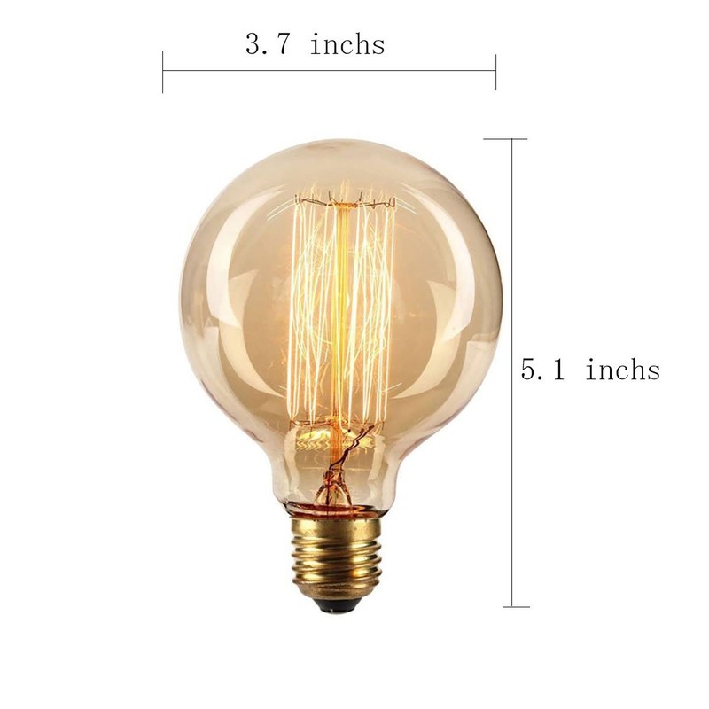 GOENDR Vintage Edison Bulb,Large Round Edison Antique Light Bulbs-G30/G95 120V