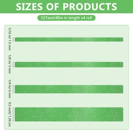 Epakh 4 Rolls Pinstripe Tape, Masking Tape in 1/16, 1/8, 1/4 and 1/2 Inch Wide, for Painters Automotive DIY Car Auto Paint Art(Green,52 yd)